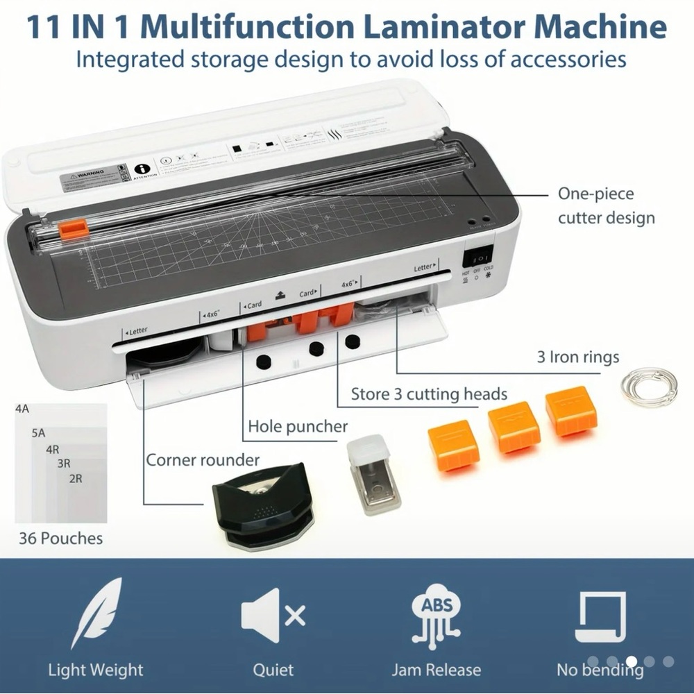 11 in 1 Multifunctional White and Black Paper Cutter and laminating machine - Picture 3 of 9
